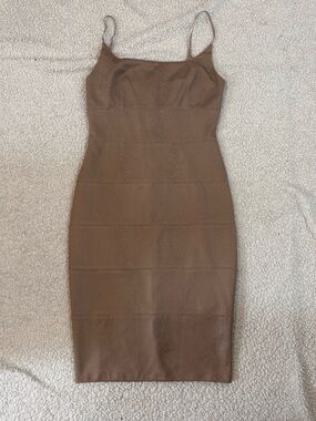 Women's Tan Bodycon Slip Dress